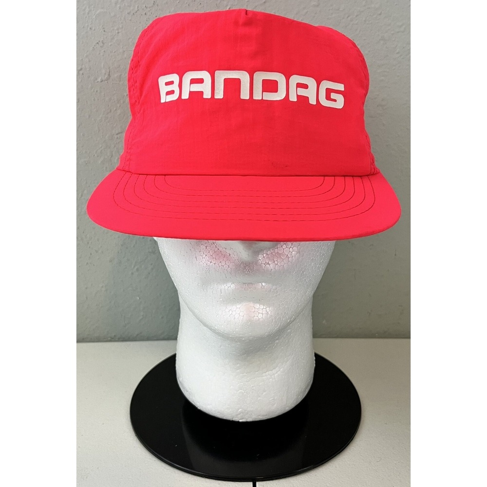 Swingster BANDAG Tire Vintage Nylon Snapback Hat Made in USA Red Trucker Cap